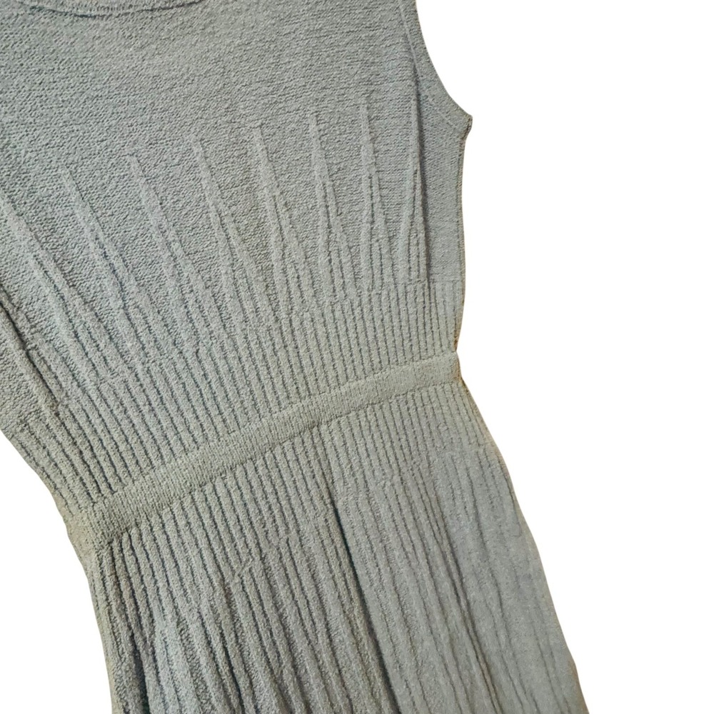 Spinnerin Light Blue Ribbed Knit Sleeveless Midi Dress w/ Belt 1960s Virgin Wool - Picture 8 of 8